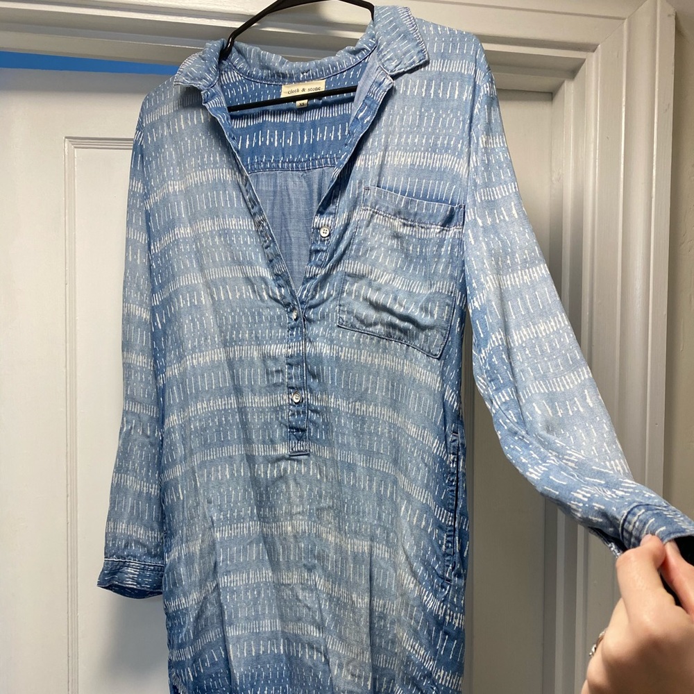 Cloth & Stone distressed denim tunic
